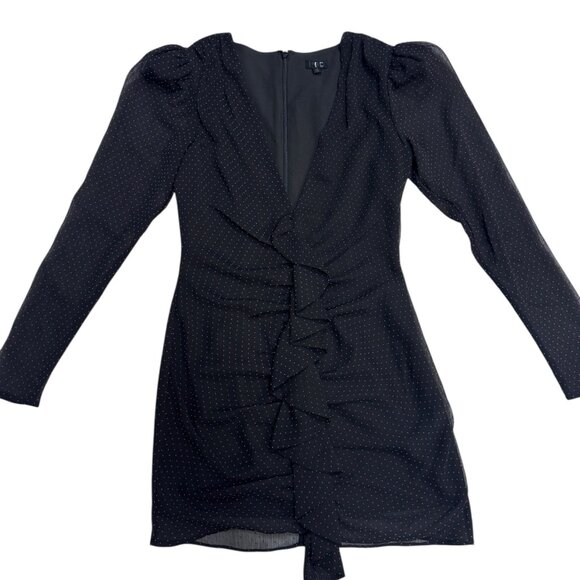 NBD Black Polka Dot Ruffle Mini Dress | XS EUC - Picture 3 of 7